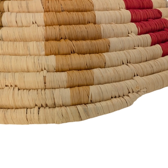 GHANA Natural Round Plate Basket Tray Native African Tribal Organizer Colorful - Picture 9 of 12